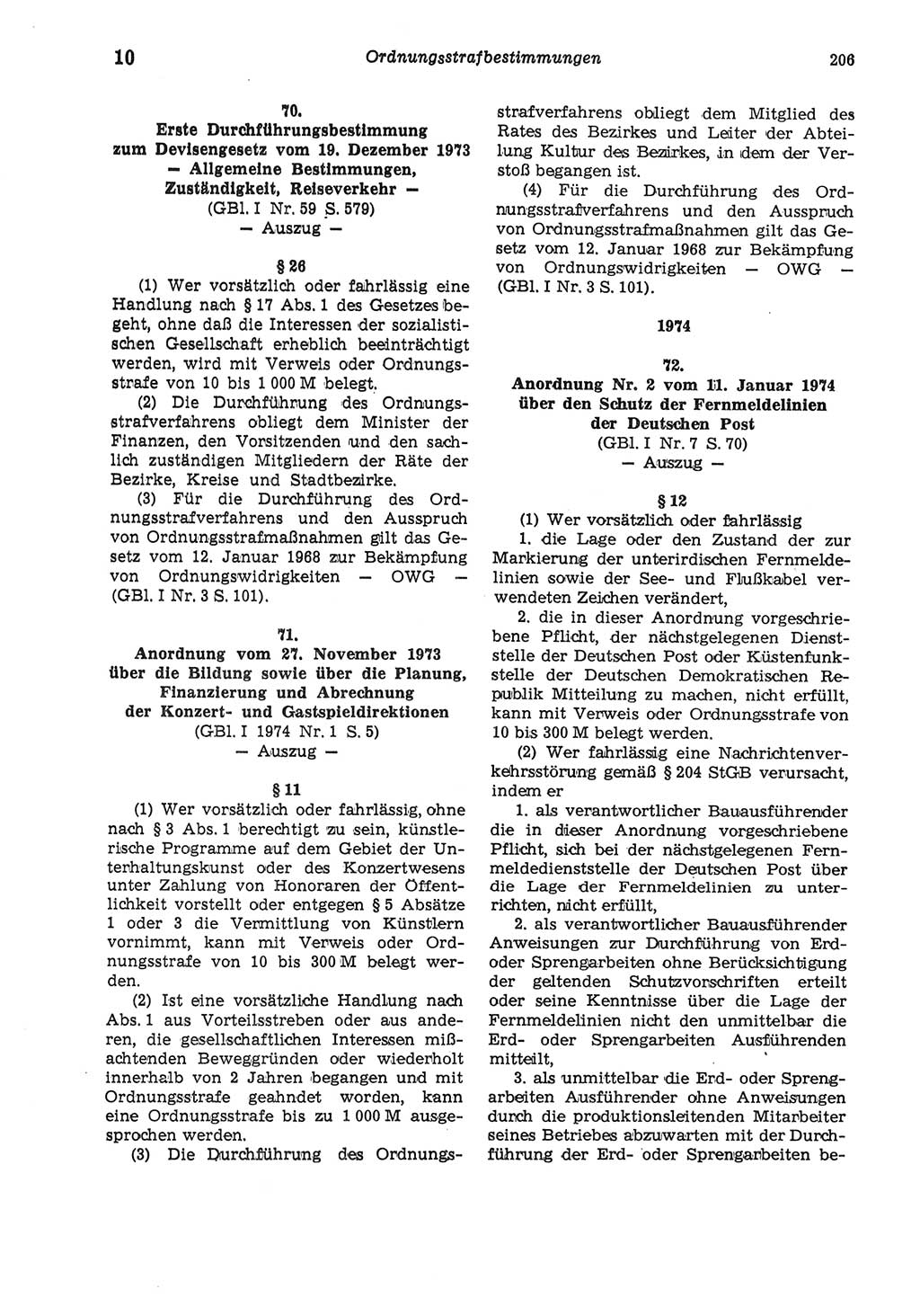 Strafgesetzbuch (StGB) der Deutschen Demokratischen Republik (DDR) und angrenzende Gesetze und Bestimmungen 1975, Seite 206 (StGB DDR Ges. Best. 1975, S. 206)