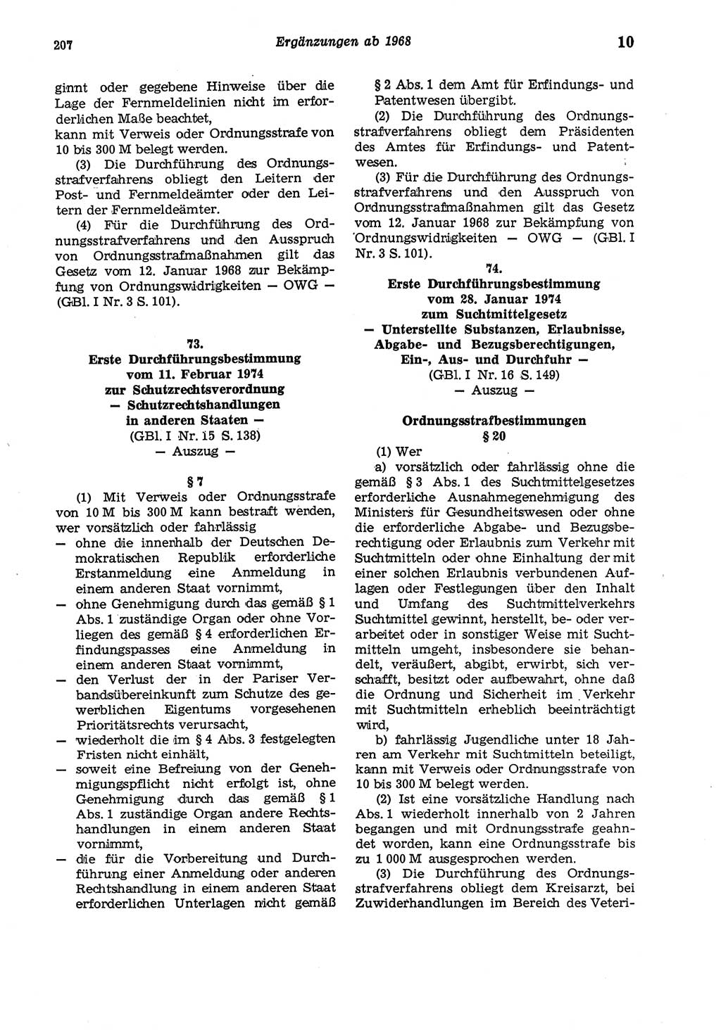 Strafgesetzbuch (StGB) der Deutschen Demokratischen Republik (DDR) und angrenzende Gesetze und Bestimmungen 1975, Seite 207 (StGB DDR Ges. Best. 1975, S. 207)