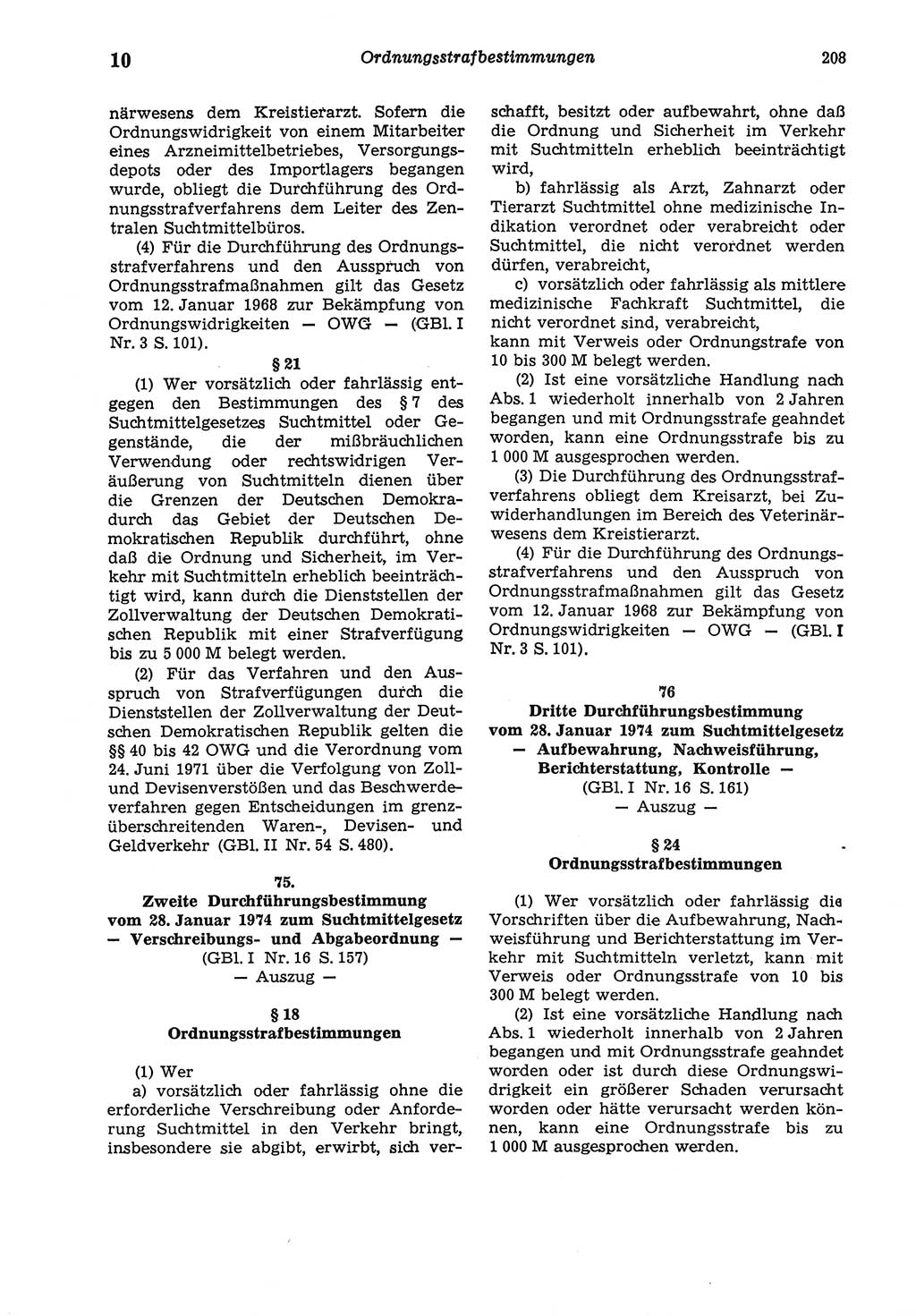 Strafgesetzbuch (StGB) der Deutschen Demokratischen Republik (DDR) und angrenzende Gesetze und Bestimmungen 1975, Seite 208 (StGB DDR Ges. Best. 1975, S. 208)