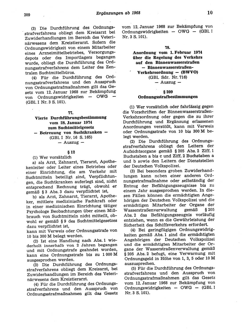 Strafgesetzbuch (StGB) der Deutschen Demokratischen Republik (DDR) und angrenzende Gesetze und Bestimmungen 1975, Seite 209 (StGB DDR Ges. Best. 1975, S. 209)