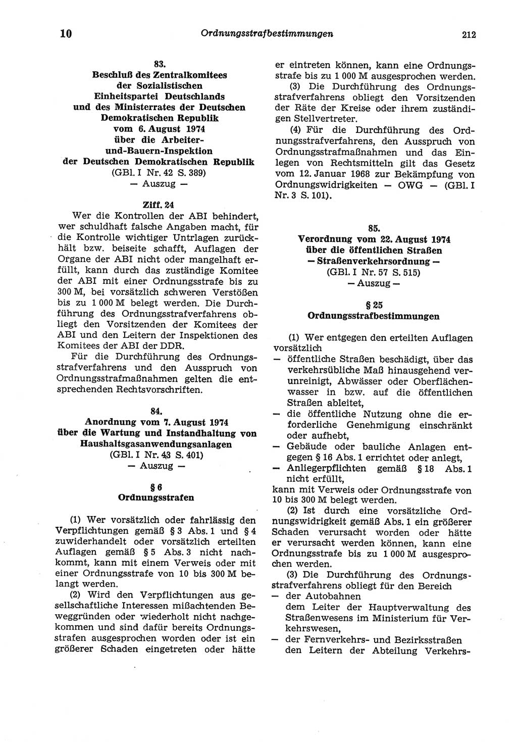 Strafgesetzbuch (StGB) der Deutschen Demokratischen Republik (DDR) und angrenzende Gesetze und Bestimmungen 1975, Seite 212 (StGB DDR Ges. Best. 1975, S. 212)