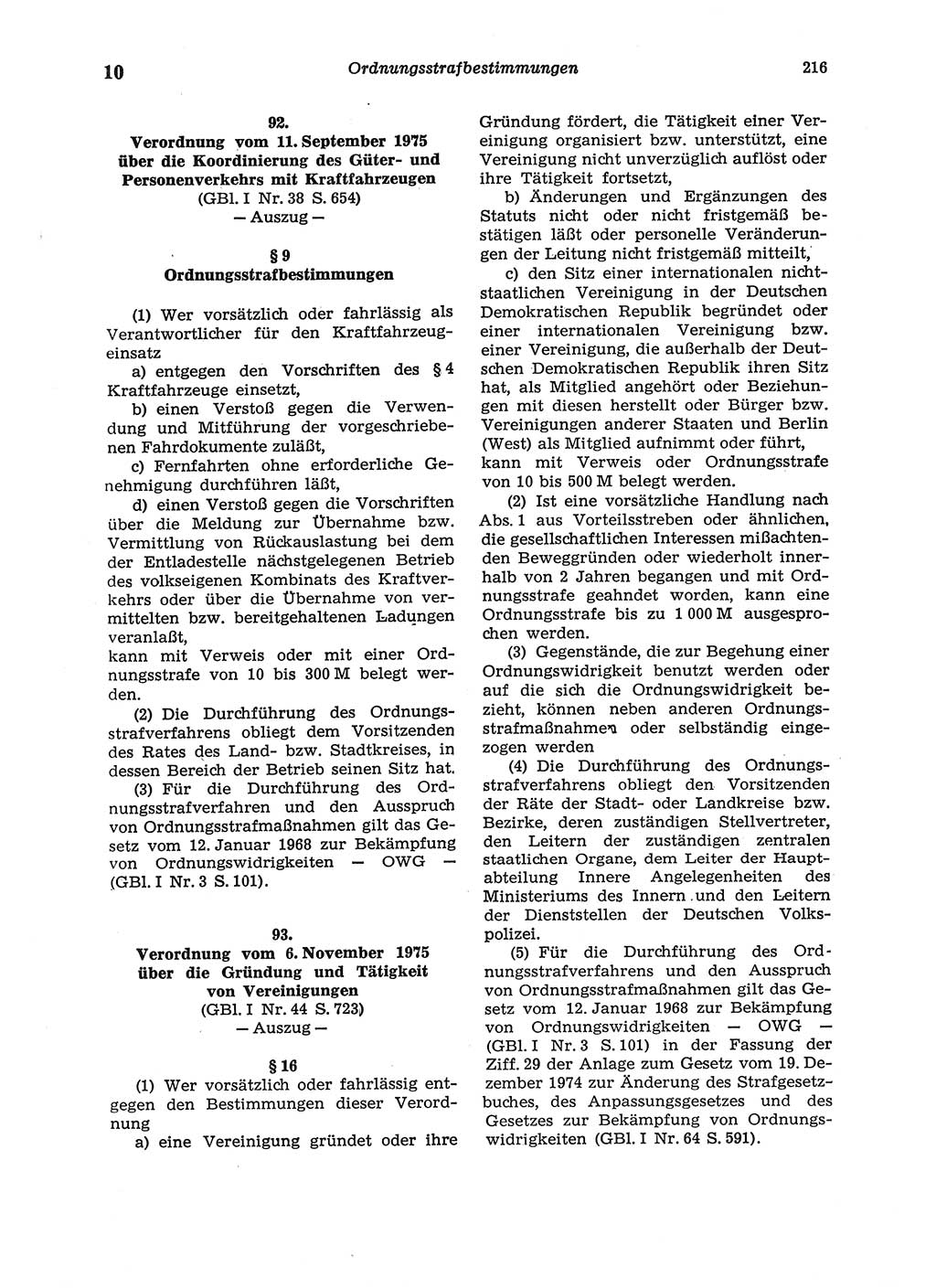 Strafgesetzbuch (StGB) der Deutschen Demokratischen Republik (DDR) und angrenzende Gesetze und Bestimmungen 1975, Seite 216 (StGB DDR Ges. Best. 1975, S. 216)