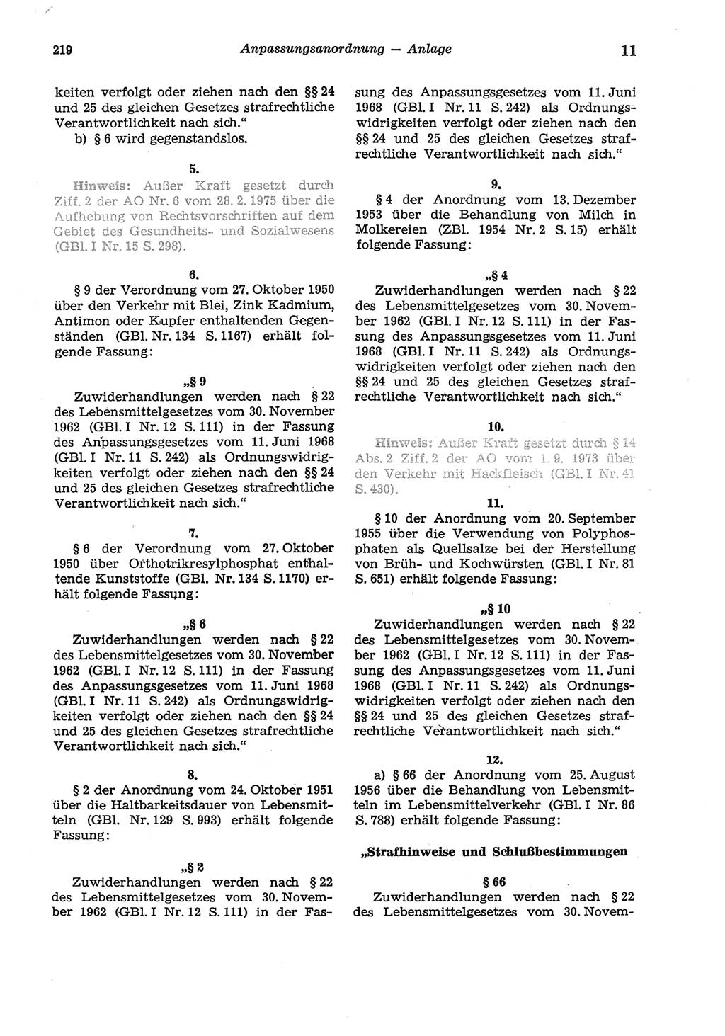 Strafgesetzbuch (StGB) der Deutschen Demokratischen Republik (DDR) und angrenzende Gesetze und Bestimmungen 1975, Seite 219 (StGB DDR Ges. Best. 1975, S. 219)