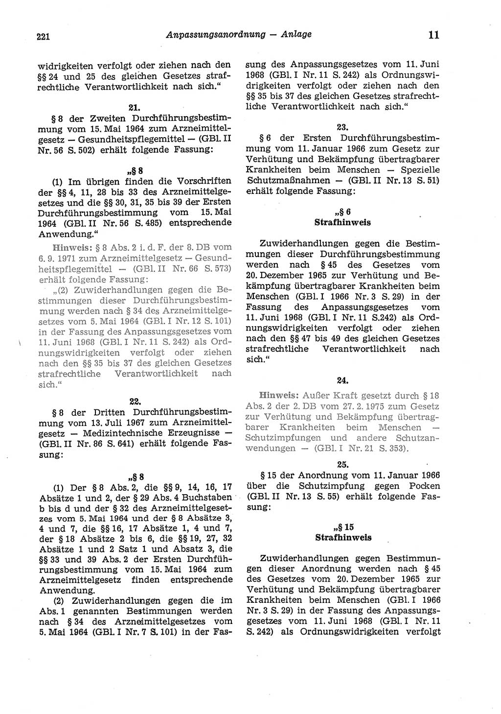 Strafgesetzbuch (StGB) der Deutschen Demokratischen Republik (DDR) und angrenzende Gesetze und Bestimmungen 1975, Seite 221 (StGB DDR Ges. Best. 1975, S. 221)
