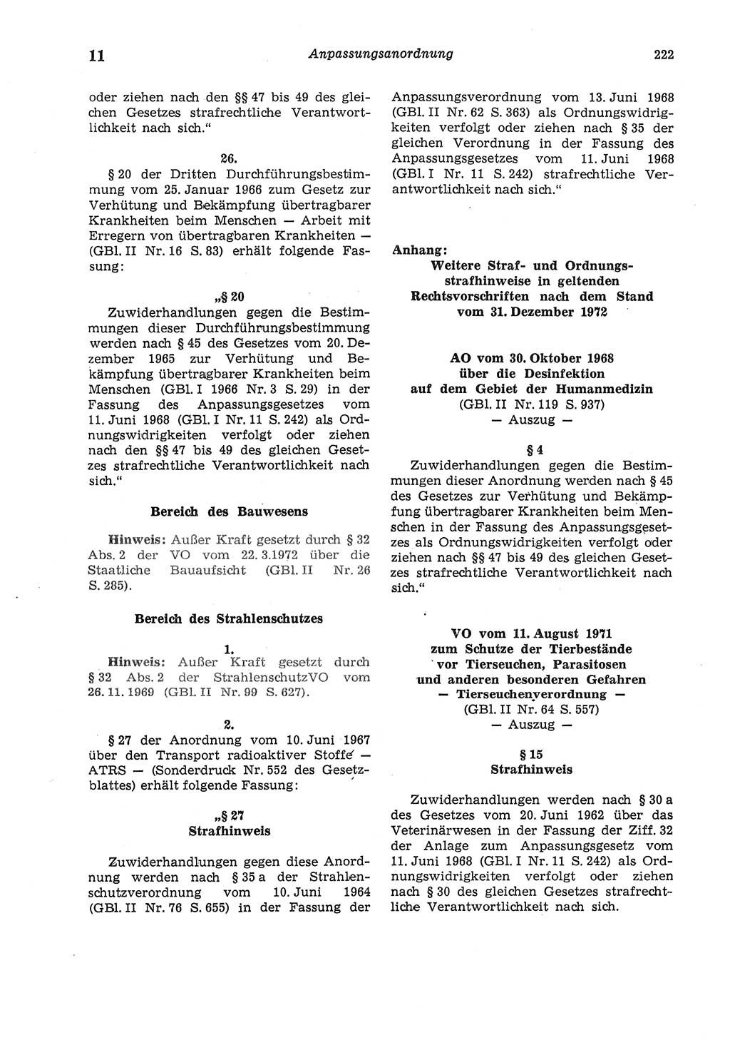 Strafgesetzbuch (StGB) der Deutschen Demokratischen Republik (DDR) und angrenzende Gesetze und Bestimmungen 1975, Seite 222 (StGB DDR Ges. Best. 1975, S. 222)