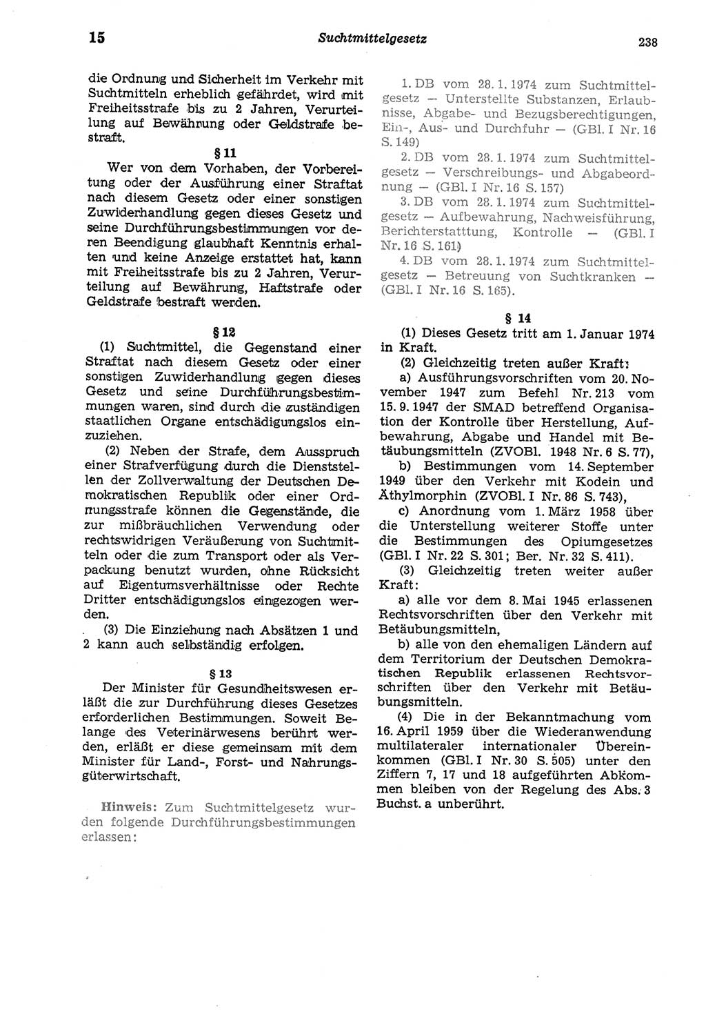 Strafgesetzbuch (StGB) der Deutschen Demokratischen Republik (DDR) und angrenzende Gesetze und Bestimmungen 1975, Seite 238 (StGB DDR Ges. Best. 1975, S. 238)