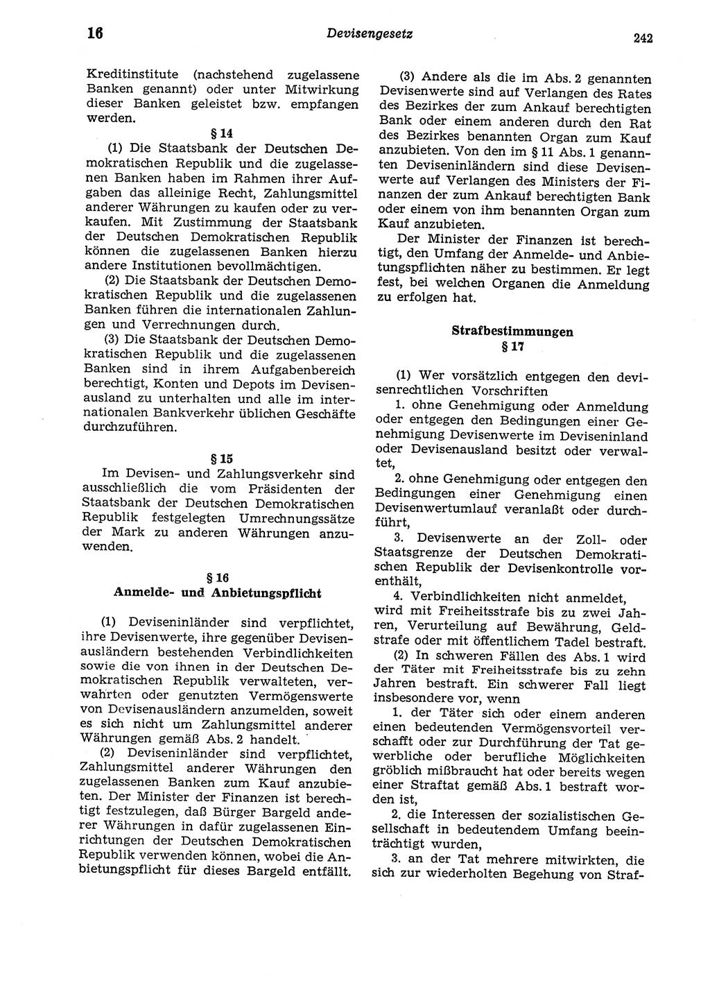 Strafgesetzbuch (StGB) der Deutschen Demokratischen Republik (DDR) und angrenzende Gesetze und Bestimmungen 1975, Seite 242 (StGB DDR Ges. Best. 1975, S. 242)