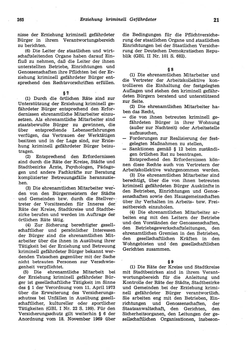 Strafgesetzbuch (StGB) der Deutschen Demokratischen Republik (DDR) und angrenzende Gesetze und Bestimmungen 1975, Seite 265 (StGB DDR Ges. Best. 1975, S. 265)