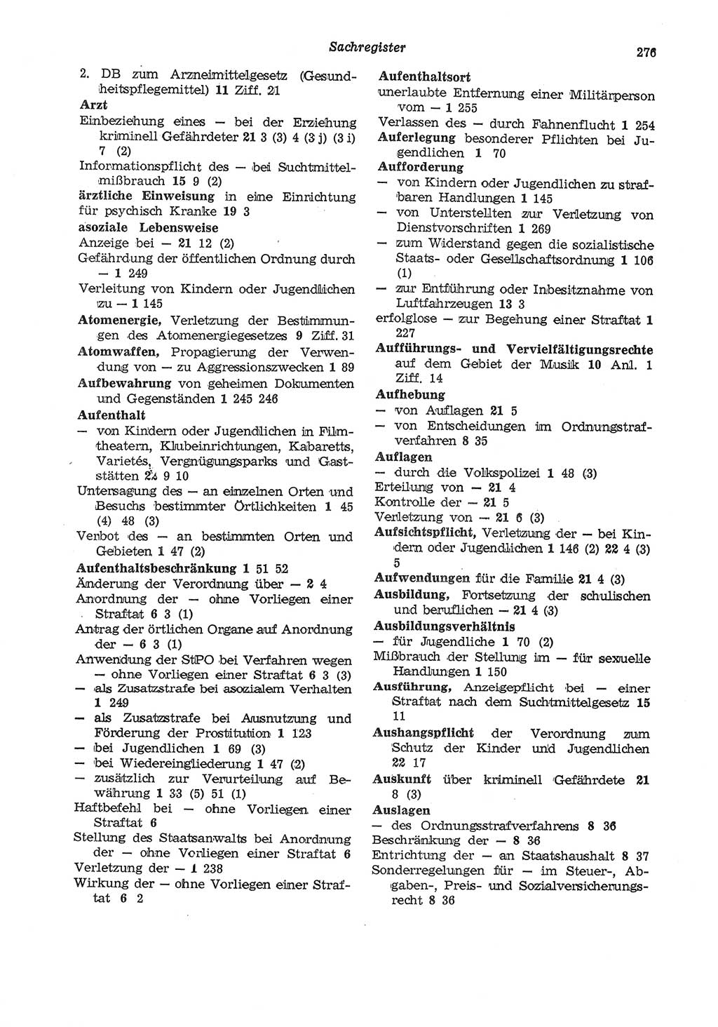 Strafgesetzbuch (StGB) der Deutschen Demokratischen Republik (DDR) und angrenzende Gesetze und Bestimmungen 1975, Seite 276 (StGB DDR Ges. Best. 1975, S. 276)