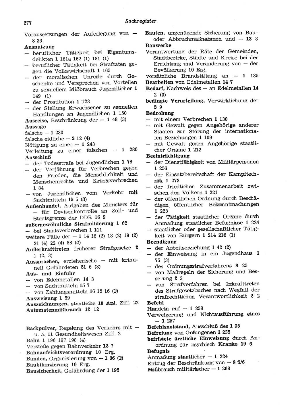 Strafgesetzbuch (StGB) der Deutschen Demokratischen Republik (DDR) und angrenzende Gesetze und Bestimmungen 1975, Seite 277 (StGB DDR Ges. Best. 1975, S. 277)