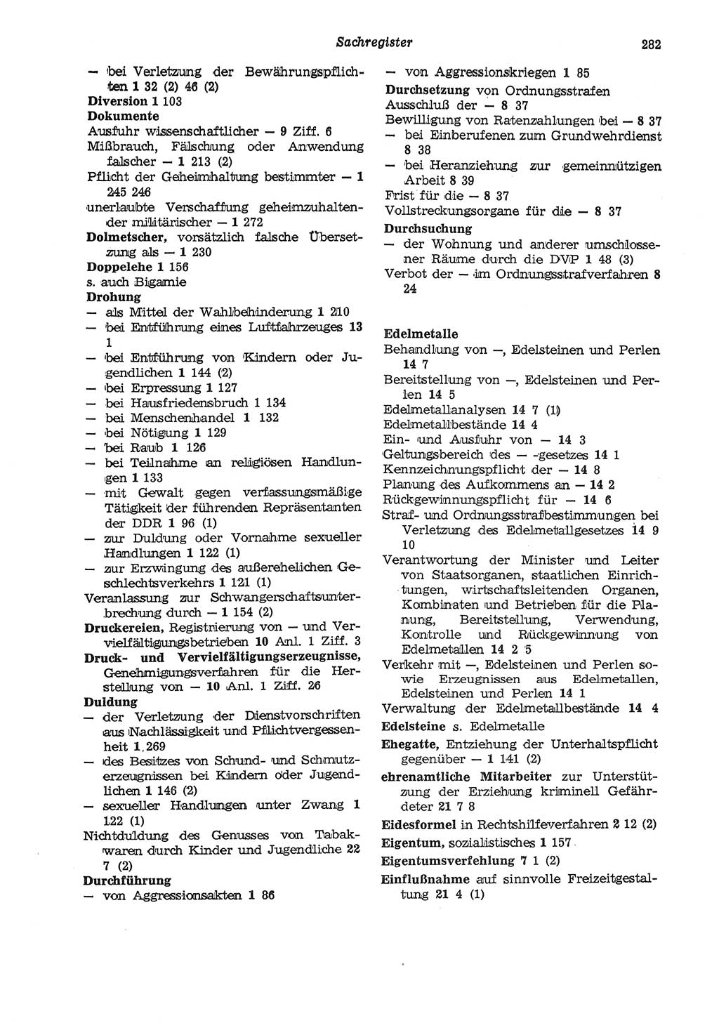 Strafgesetzbuch (StGB) der Deutschen Demokratischen Republik (DDR) und angrenzende Gesetze und Bestimmungen 1975, Seite 282 (StGB DDR Ges. Best. 1975, S. 282)