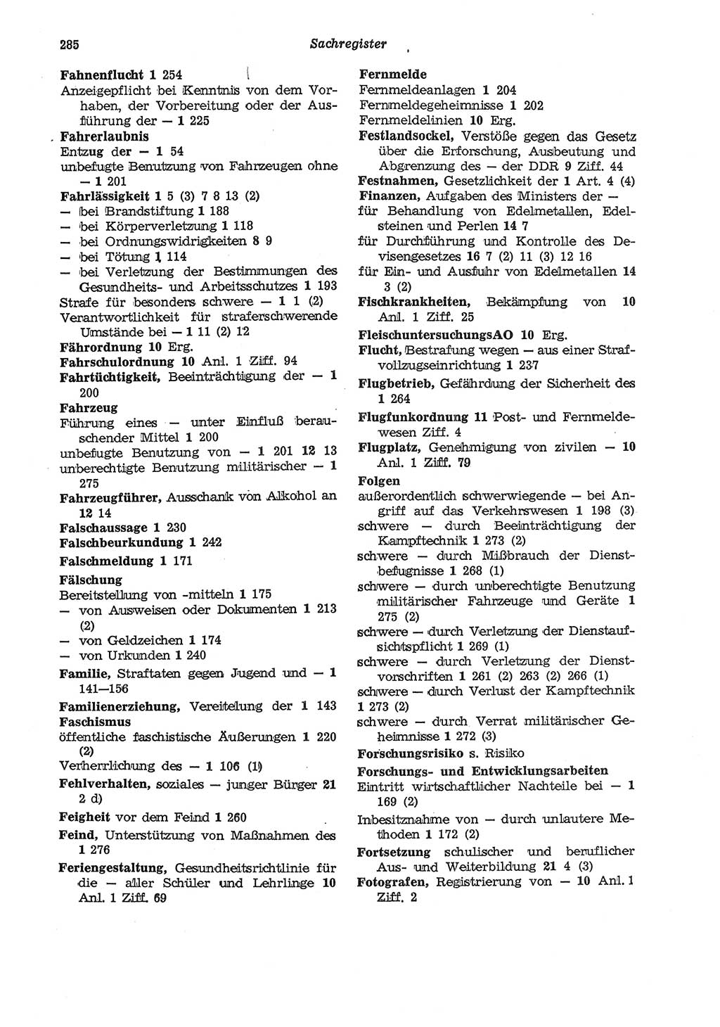 Strafgesetzbuch (StGB) der Deutschen Demokratischen Republik (DDR) und angrenzende Gesetze und Bestimmungen 1975, Seite 285 (StGB DDR Ges. Best. 1975, S. 285)