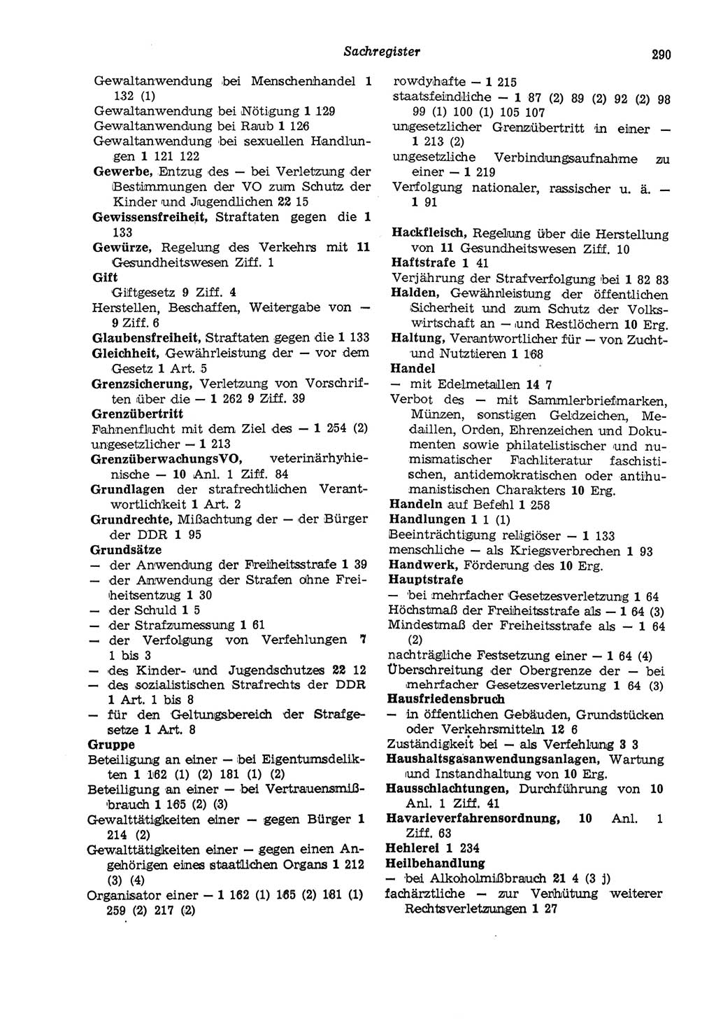 Strafgesetzbuch (StGB) der Deutschen Demokratischen Republik (DDR) und angrenzende Gesetze und Bestimmungen 1975, Seite 290 (StGB DDR Ges. Best. 1975, S. 290)