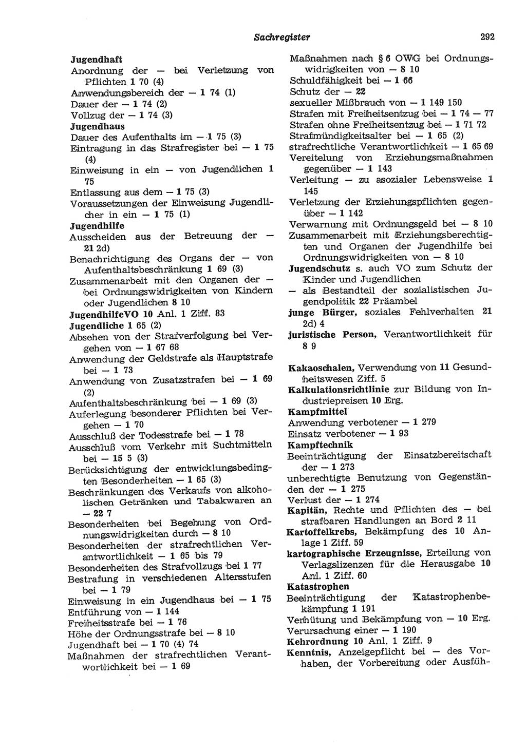 Strafgesetzbuch (StGB) der Deutschen Demokratischen Republik (DDR) und angrenzende Gesetze und Bestimmungen 1975, Seite 292 (StGB DDR Ges. Best. 1975, S. 292)