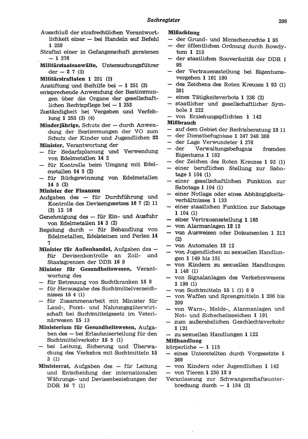 Strafgesetzbuch (StGB) der Deutschen Demokratischen Republik (DDR) und angrenzende Gesetze und Bestimmungen 1975, Seite 296 (StGB DDR Ges. Best. 1975, S. 296)