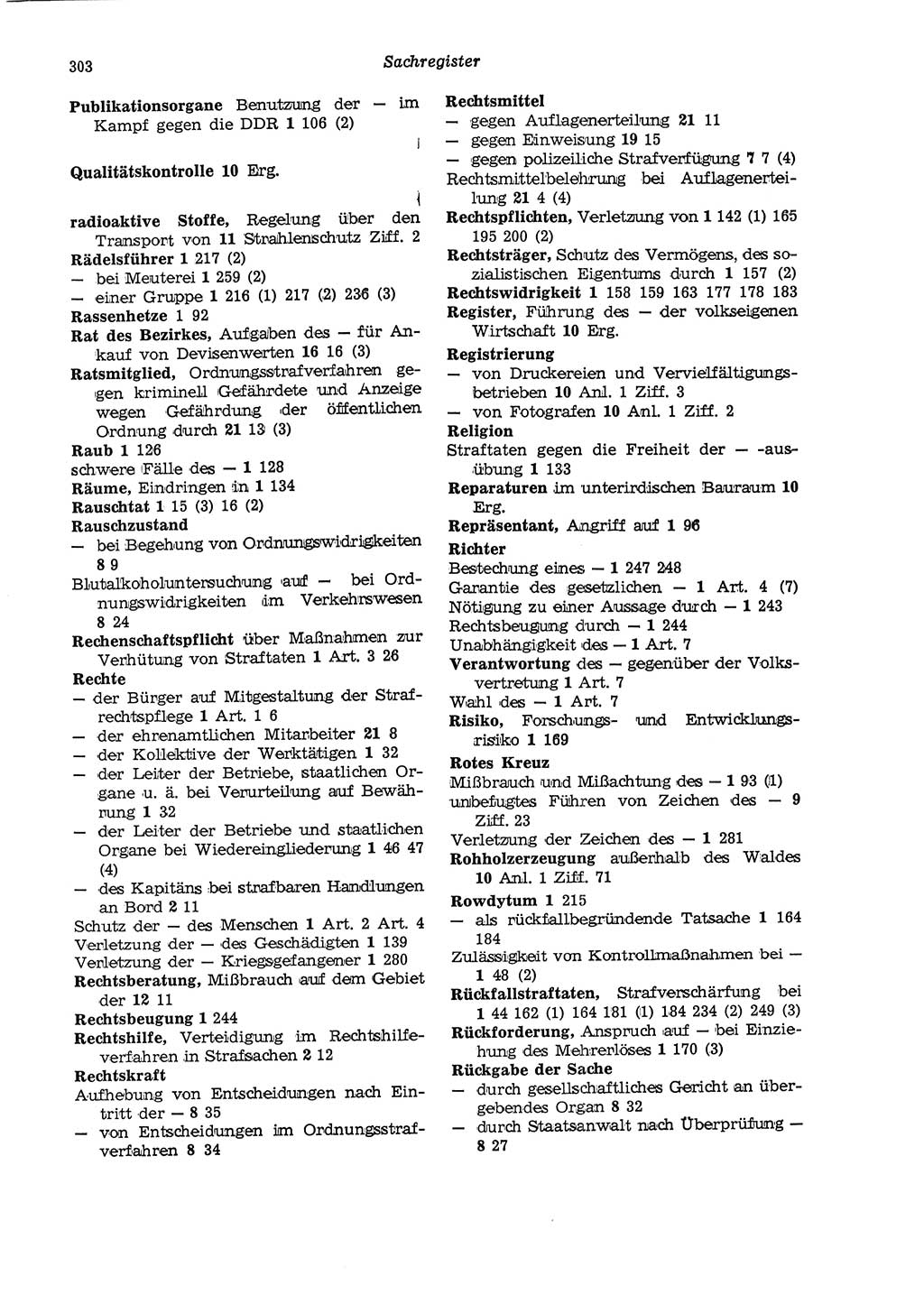 Strafgesetzbuch (StGB) der Deutschen Demokratischen Republik (DDR) und angrenzende Gesetze und Bestimmungen 1975, Seite 303 (StGB DDR Ges. Best. 1975, S. 303)