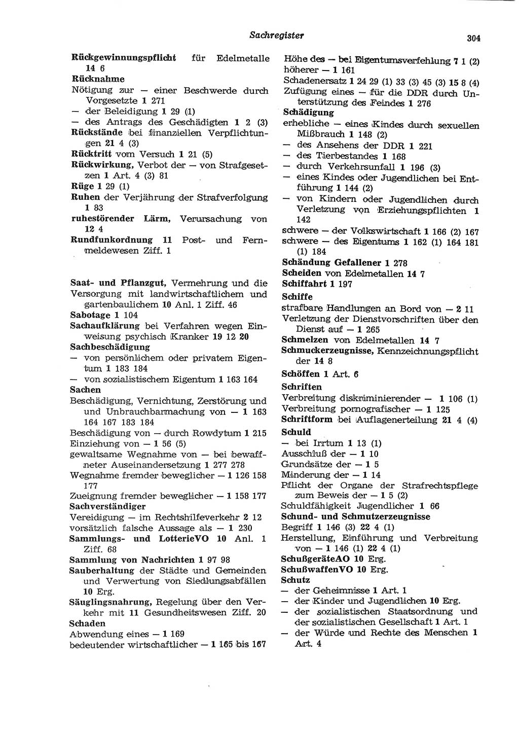 Strafgesetzbuch (StGB) der Deutschen Demokratischen Republik (DDR) und angrenzende Gesetze und Bestimmungen 1975, Seite 304 (StGB DDR Ges. Best. 1975, S. 304)