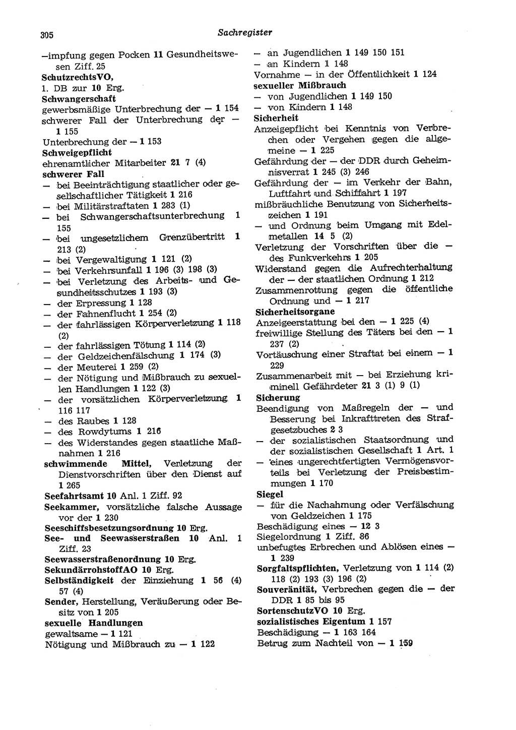 Strafgesetzbuch (StGB) der Deutschen Demokratischen Republik (DDR) und angrenzende Gesetze und Bestimmungen 1975, Seite 305 (StGB DDR Ges. Best. 1975, S. 305)