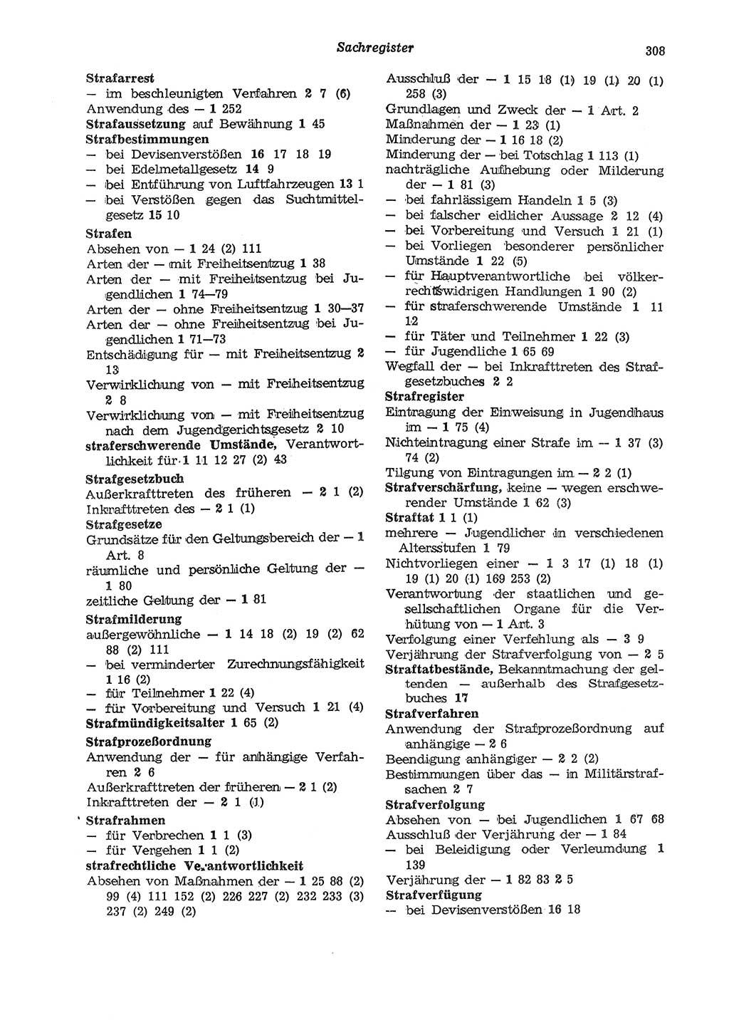 Strafgesetzbuch (StGB) der Deutschen Demokratischen Republik (DDR) und angrenzende Gesetze und Bestimmungen 1975, Seite 308 (StGB DDR Ges. Best. 1975, S. 308)