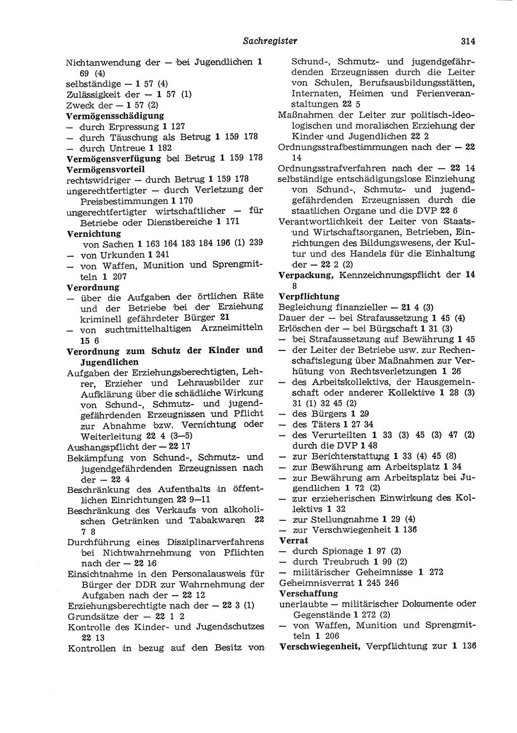 Strafgesetzbuch (StGB) der Deutschen Demokratischen Republik (DDR) und angrenzende Gesetze und Bestimmungen 1975, Seite 314 (StGB DDR Ges. Best. 1975, S. 314)