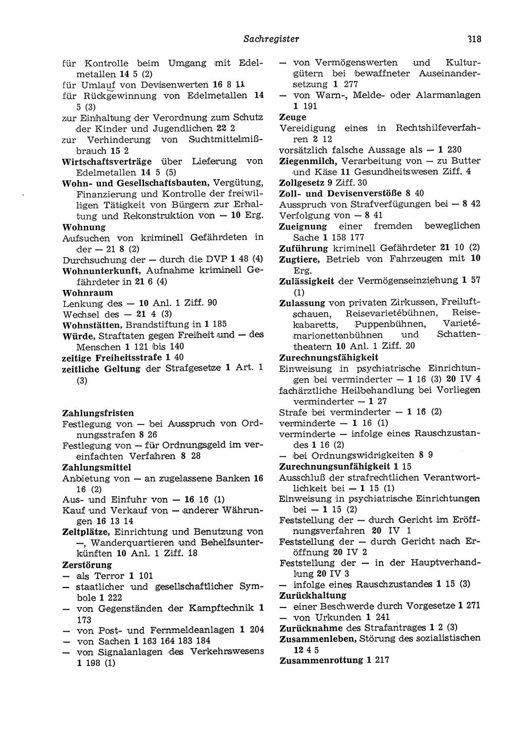 Strafgesetzbuch (StGB) der Deutschen Demokratischen Republik (DDR) und angrenzende Gesetze und Bestimmungen 1975, Seite 318 (StGB DDR Ges. Best. 1975, S. 318)