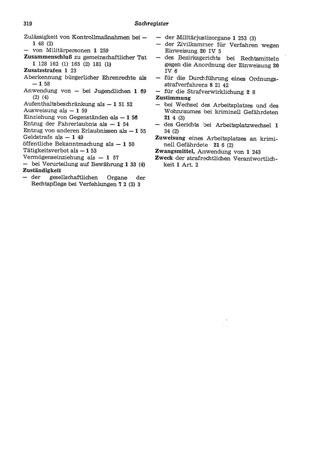 Strafgesetzbuch (StGB) der Deutschen Demokratischen Republik (DDR) und angrenzende Gesetze und Bestimmungen 1975, Seite 319 (StGB DDR Ges. Best. 1975, S. 319)