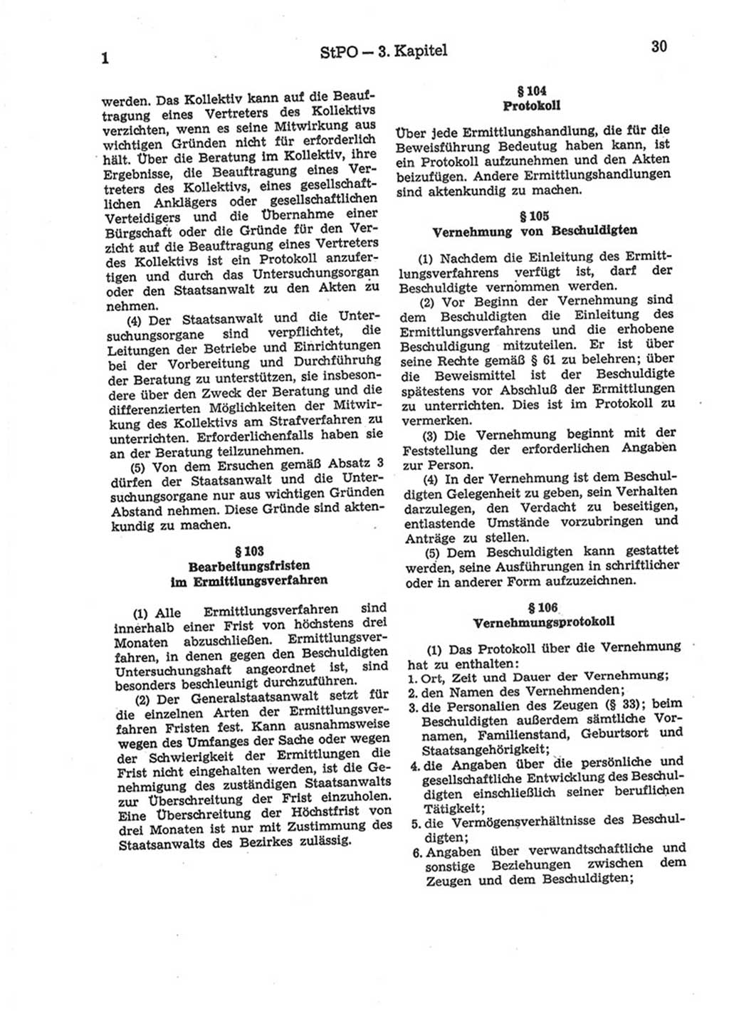 Strafprozeßordnung (StPO) der Deutschen Demokratischen Republik (DDR) 1975, Seite 30 (StPO DDR 1974, S. 30)