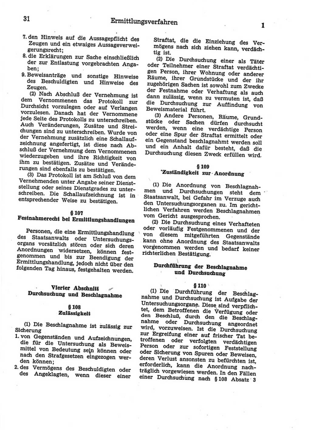 Strafprozeßordnung (StPO) der Deutschen Demokratischen Republik (DDR) 1975, Seite 31 (StPO DDR 1974, S. 31)