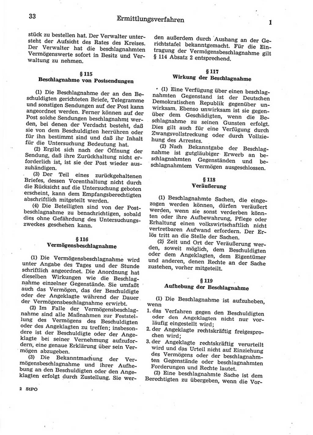 Strafprozeßordnung (StPO) der Deutschen Demokratischen Republik (DDR) 1975, Seite 33 (StPO DDR 1974, S. 33)
