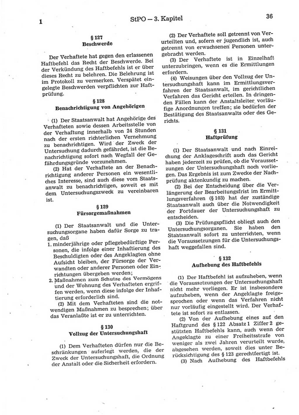 Strafprozeßordnung (StPO) der Deutschen Demokratischen Republik (DDR) 1975, Seite 36 (StPO DDR 1974, S. 36)