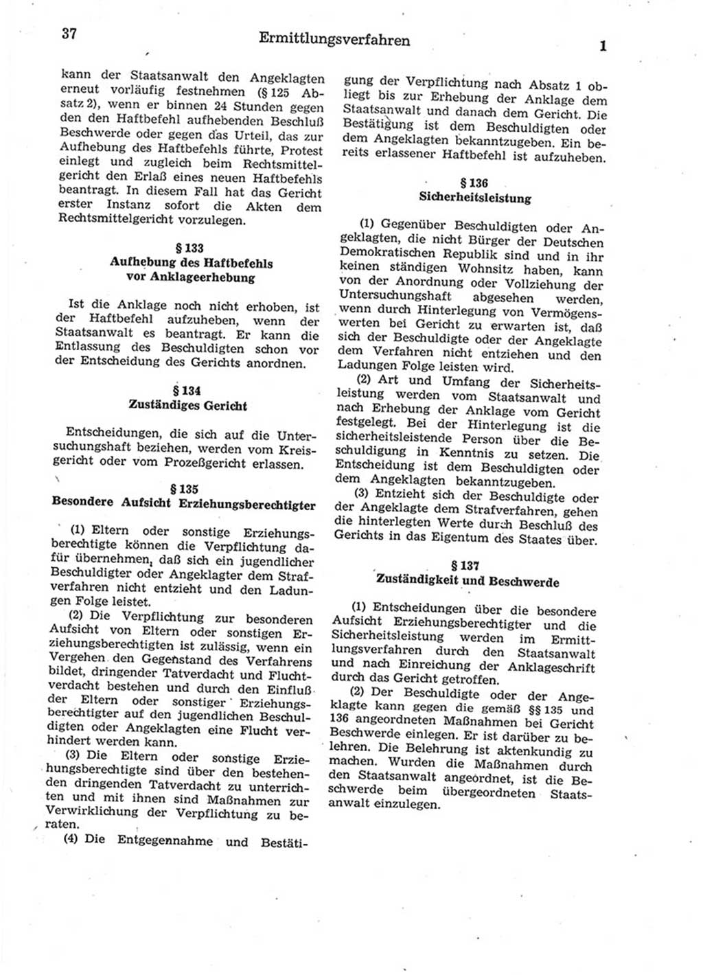 Strafprozeßordnung (StPO) der Deutschen Demokratischen Republik (DDR) 1975, Seite 37 (StPO DDR 1974, S. 37)
