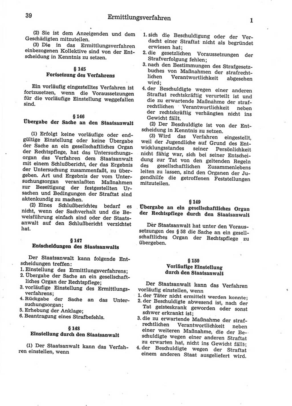 Strafprozeßordnung (StPO) der Deutschen Demokratischen Republik (DDR) 1975, Seite 39 (StPO DDR 1974, S. 39)