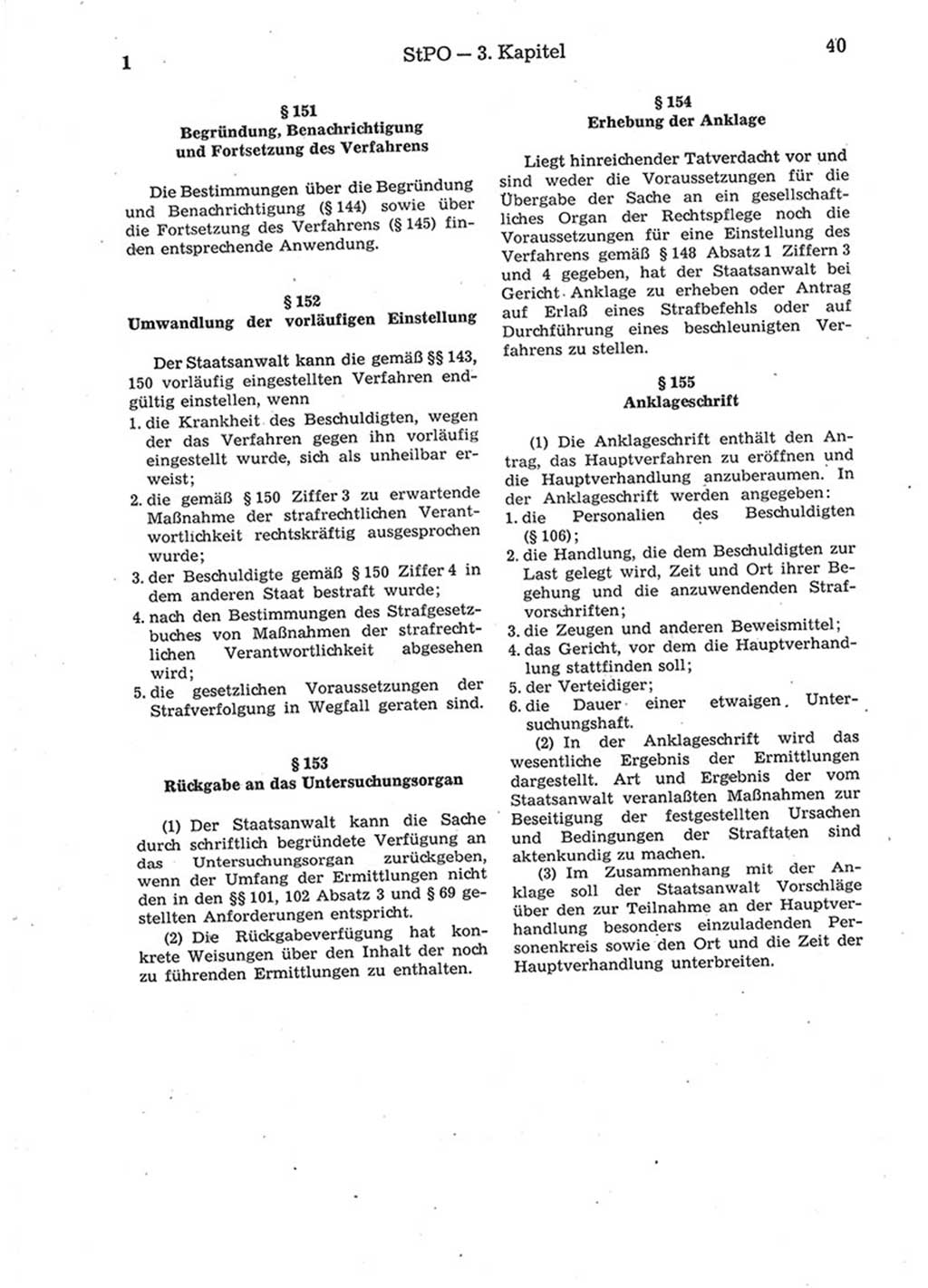 Strafprozeßordnung (StPO) der Deutschen Demokratischen Republik (DDR) 1975, Seite 40 (StPO DDR 1974, S. 40)