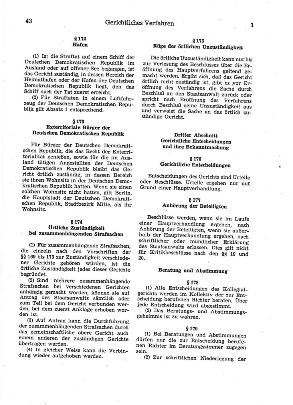 Strafprozeßordnung (StPO) der Deutschen Demokratischen Republik (DDR) 1975, Seite 43 (StPO DDR 1974, S. 43)