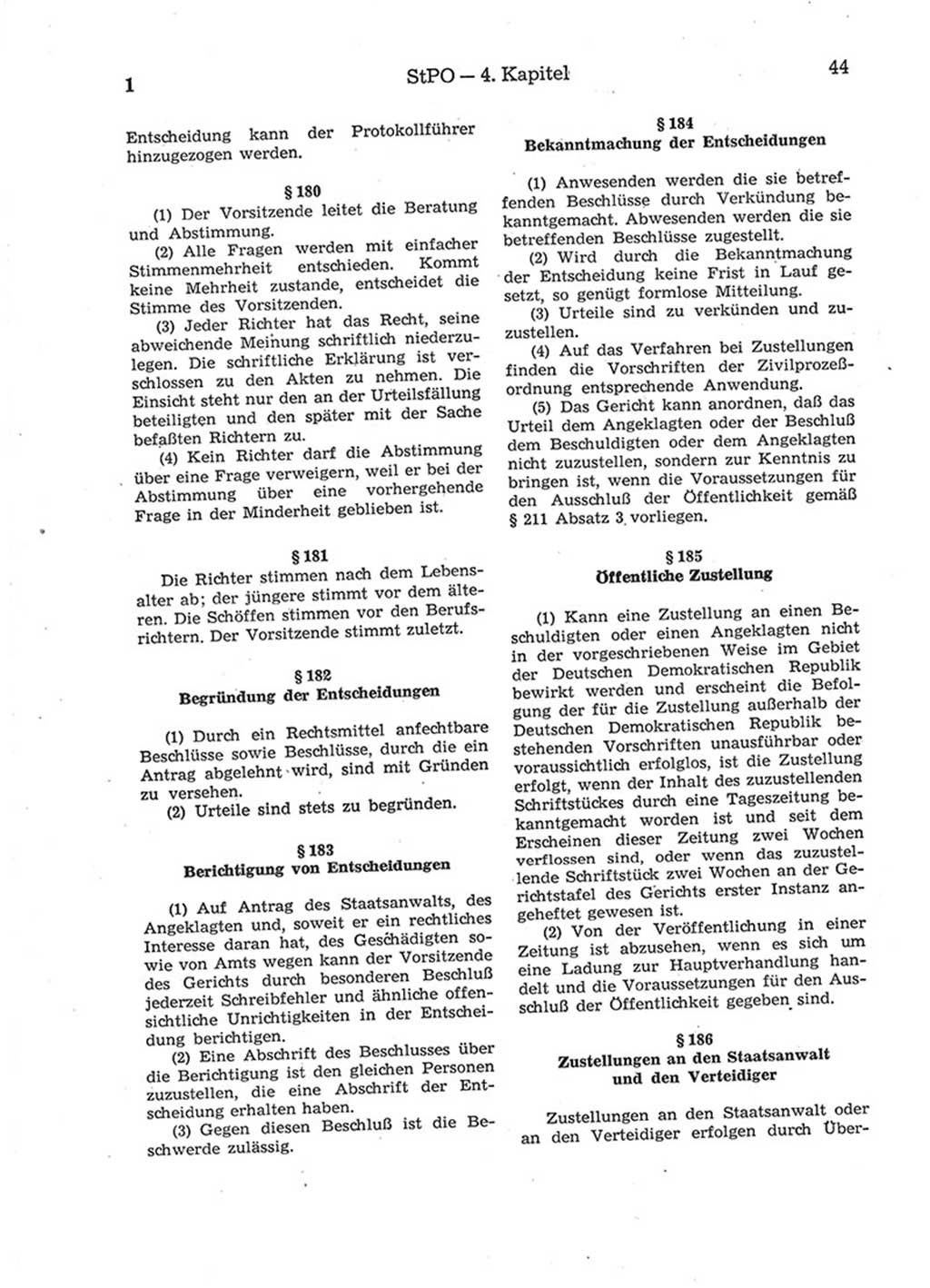 Strafprozeßordnung (StPO) der Deutschen Demokratischen Republik (DDR) 1975, Seite 44 (StPO DDR 1974, S. 44)