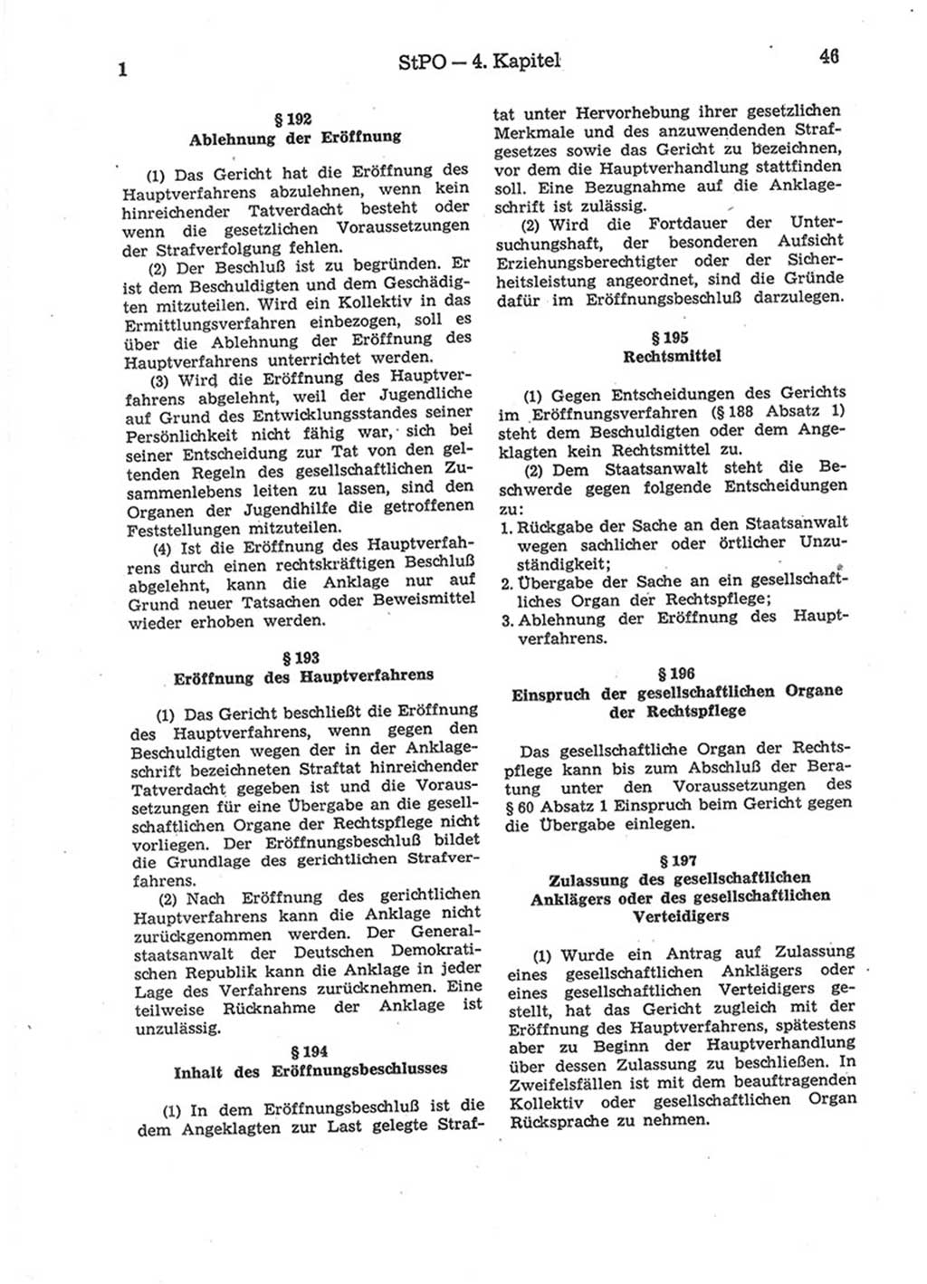 Strafprozeßordnung (StPO) der Deutschen Demokratischen Republik (DDR) 1975, Seite 46 (StPO DDR 1974, S. 46)