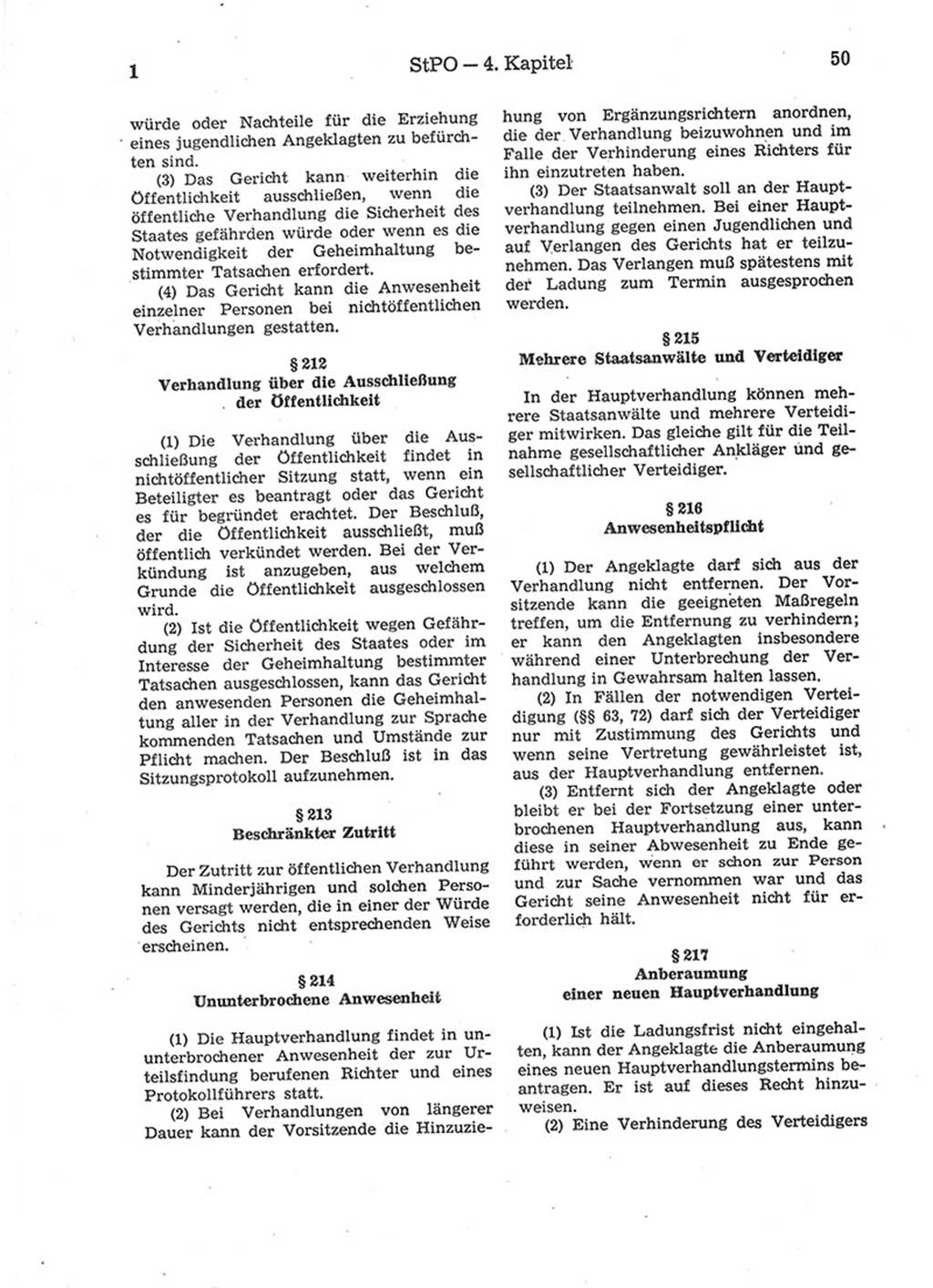 Strafprozeßordnung (StPO) der Deutschen Demokratischen Republik (DDR) 1975, Seite 50 (StPO DDR 1974, S. 50)