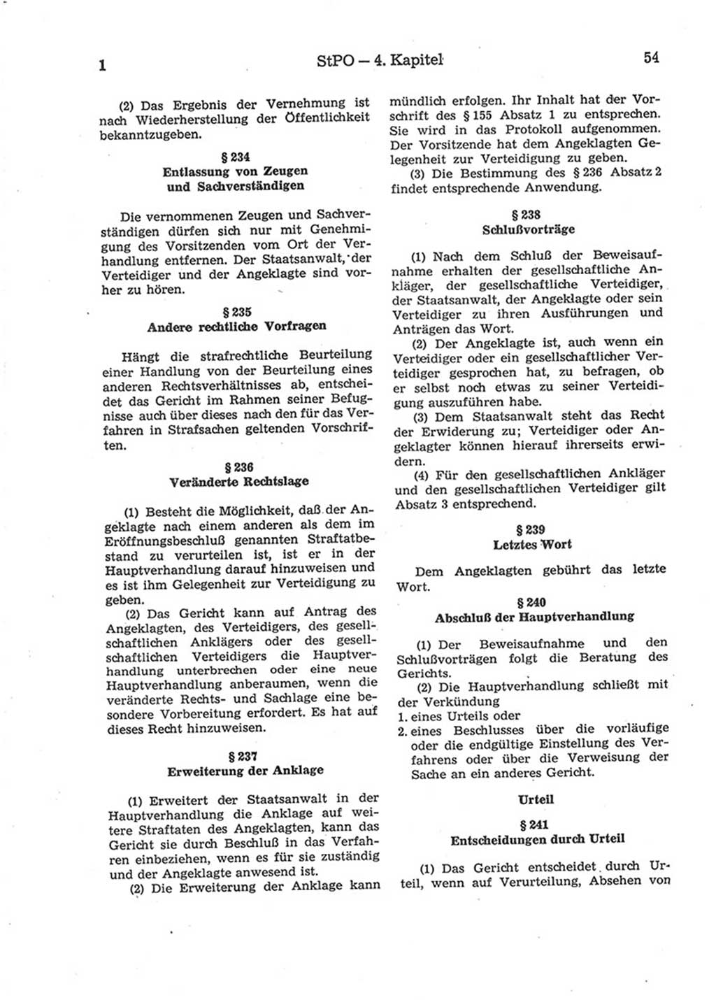 Strafprozeßordnung (StPO) der Deutschen Demokratischen Republik (DDR) 1975, Seite 54 (StPO DDR 1974, S. 54)