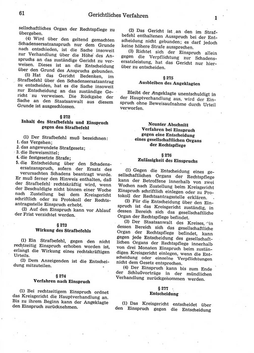 Strafprozeßordnung (StPO) der Deutschen Demokratischen Republik (DDR) 1975, Seite 61 (StPO DDR 1974, S. 61)