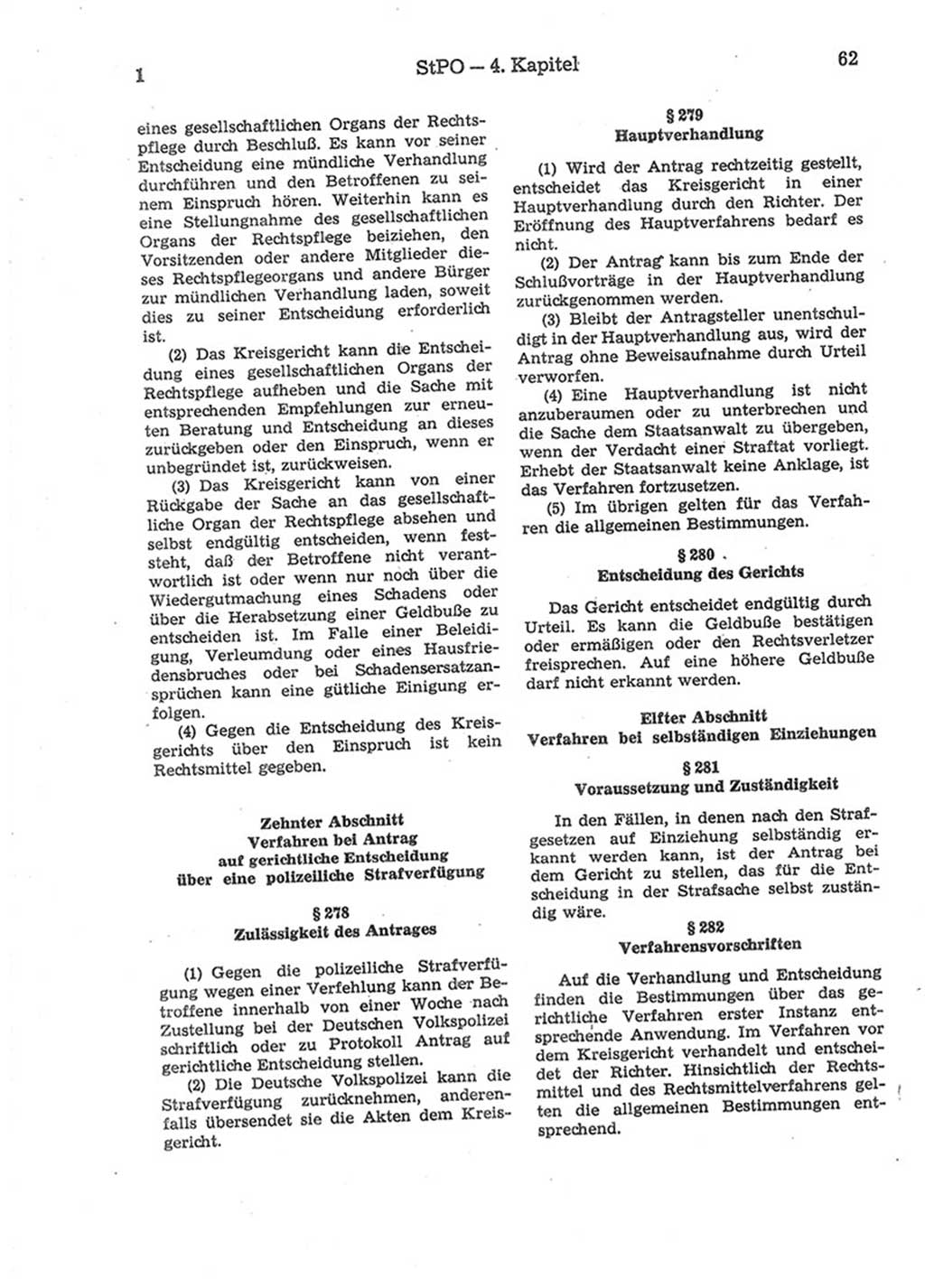 Strafprozeßordnung (StPO) der Deutschen Demokratischen Republik (DDR) 1975, Seite 62 (StPO DDR 1974, S. 62)