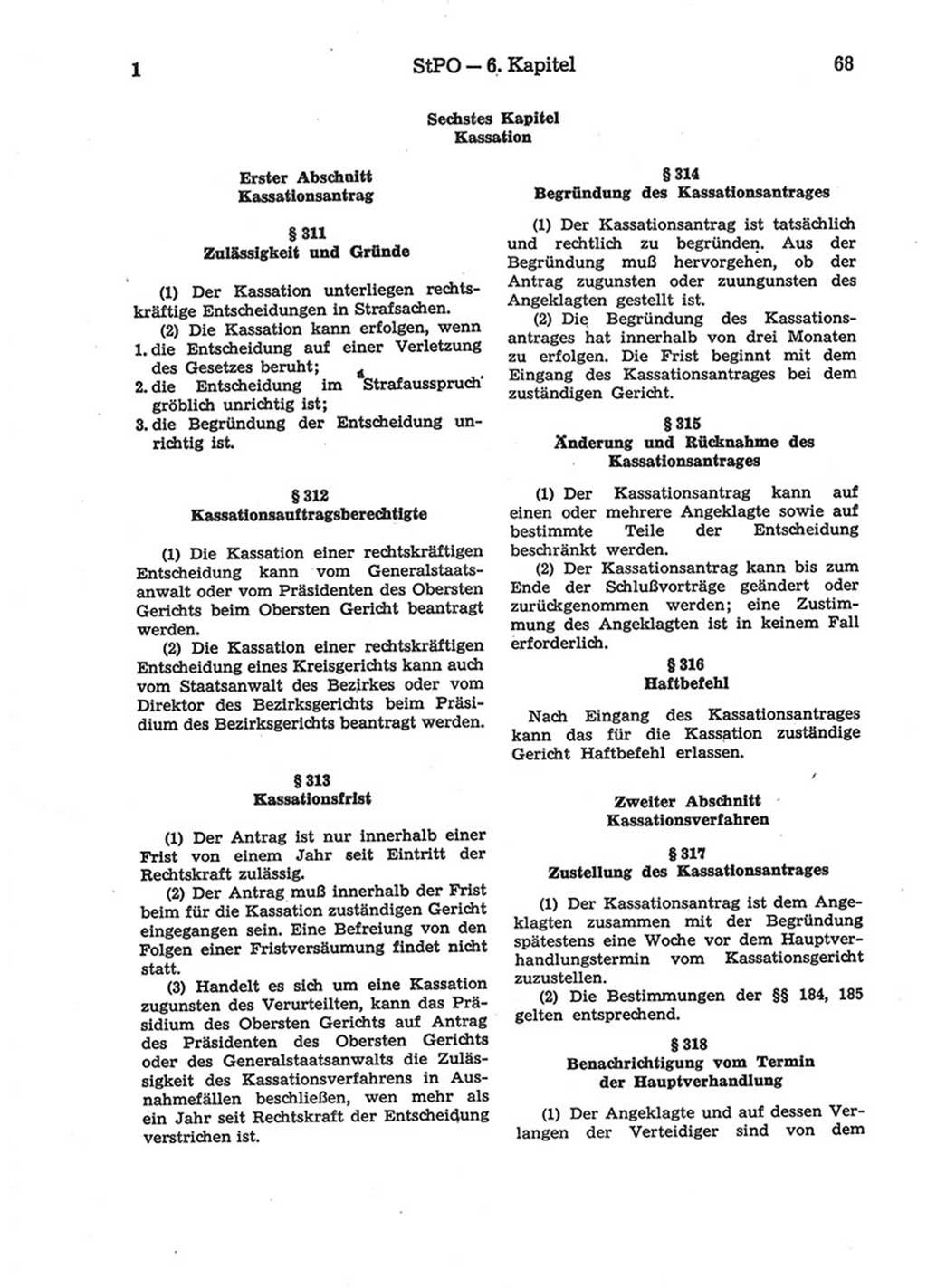 Strafprozeßordnung (StPO) der Deutschen Demokratischen Republik (DDR) 1975, Seite 68 (StPO DDR 1974, S. 68)