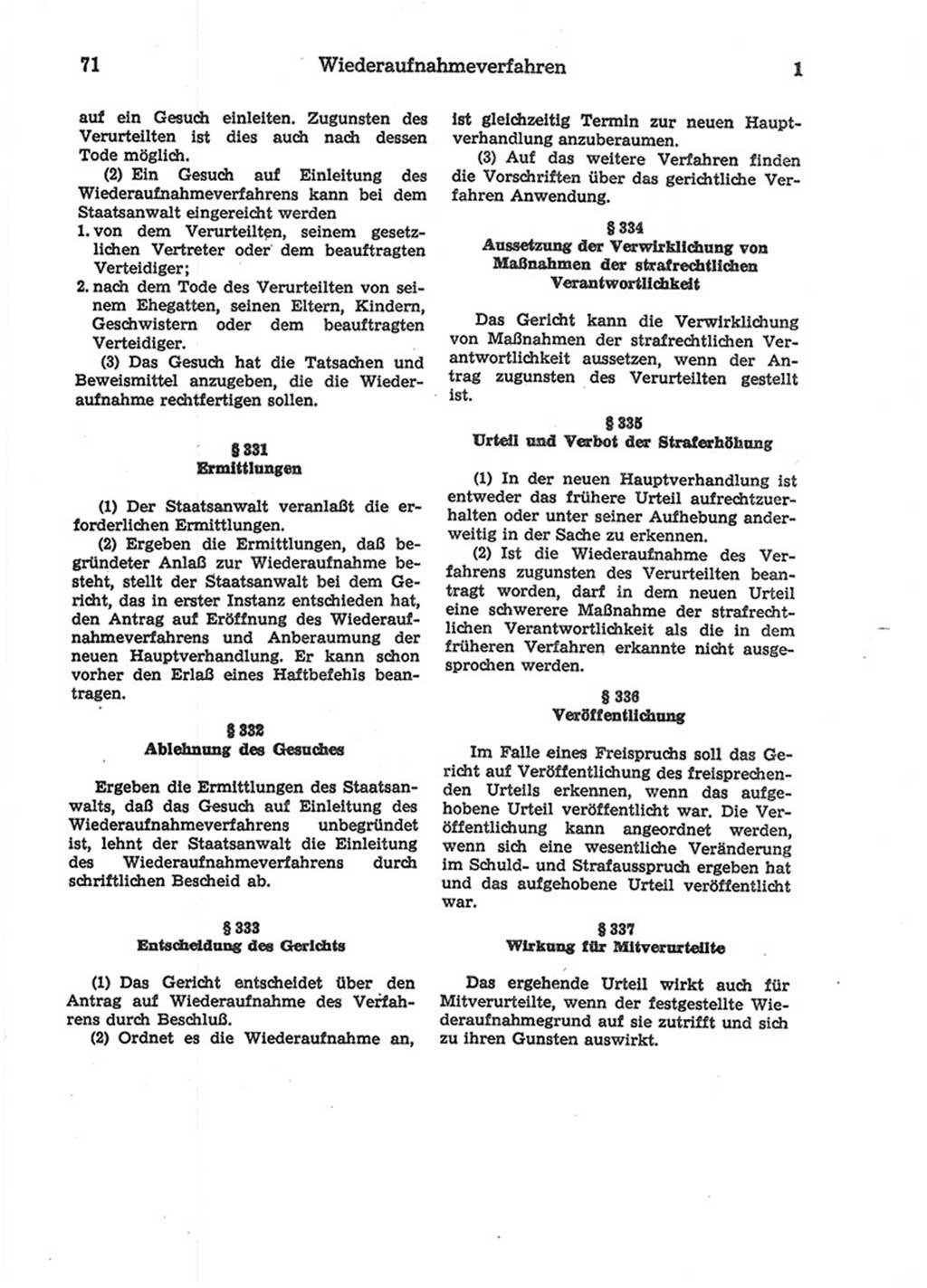 Strafprozeßordnung (StPO) der Deutschen Demokratischen Republik (DDR) 1975, Seite 71 (StPO DDR 1974, S. 71)