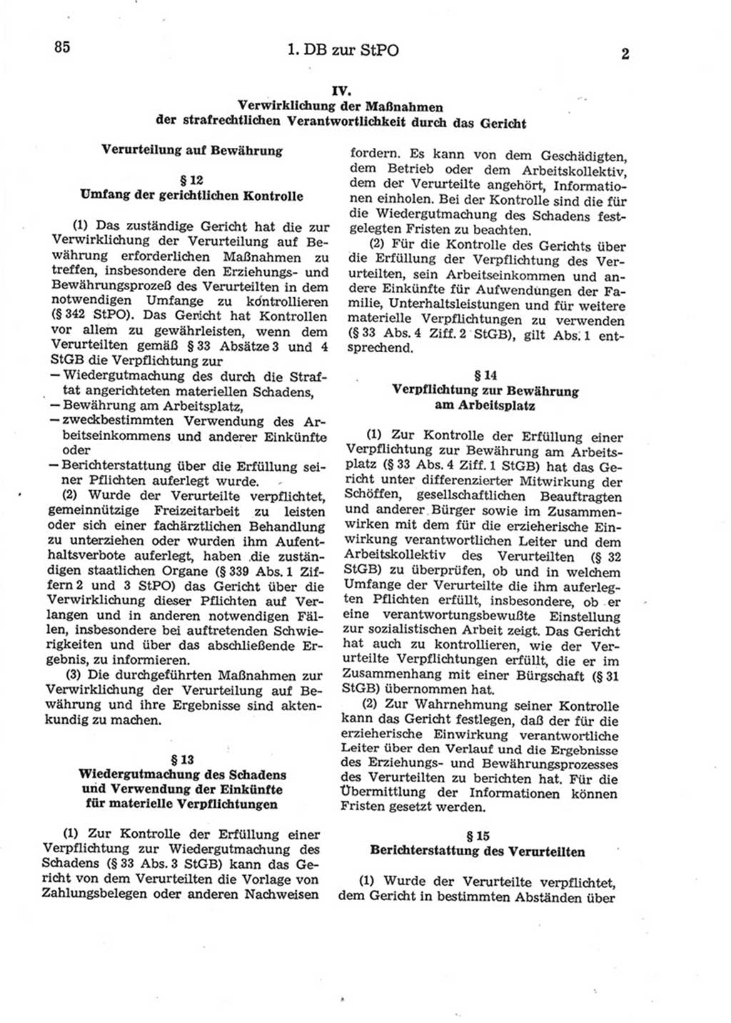 Strafprozeßordnung (StPO) der Deutschen Demokratischen Republik (DDR) 1975, Seite 85 (StPO DDR 1974, S. 85)