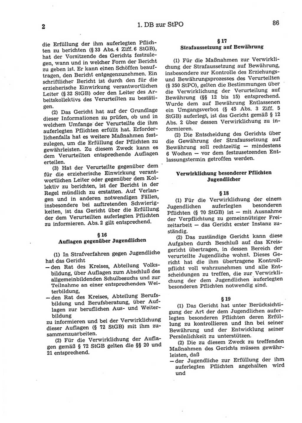 Strafprozeßordnung (StPO) der Deutschen Demokratischen Republik (DDR) 1975, Seite 86 (StPO DDR 1974, S. 86)