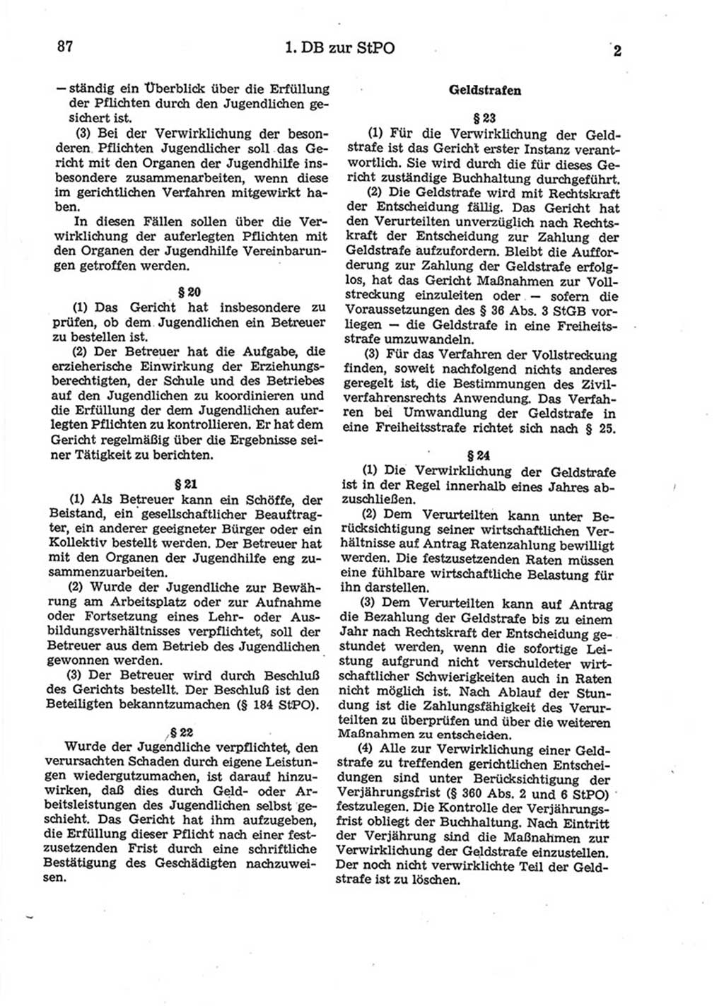 Strafprozeßordnung (StPO) der Deutschen Demokratischen Republik (DDR) 1975, Seite 87 (StPO DDR 1974, S. 87)