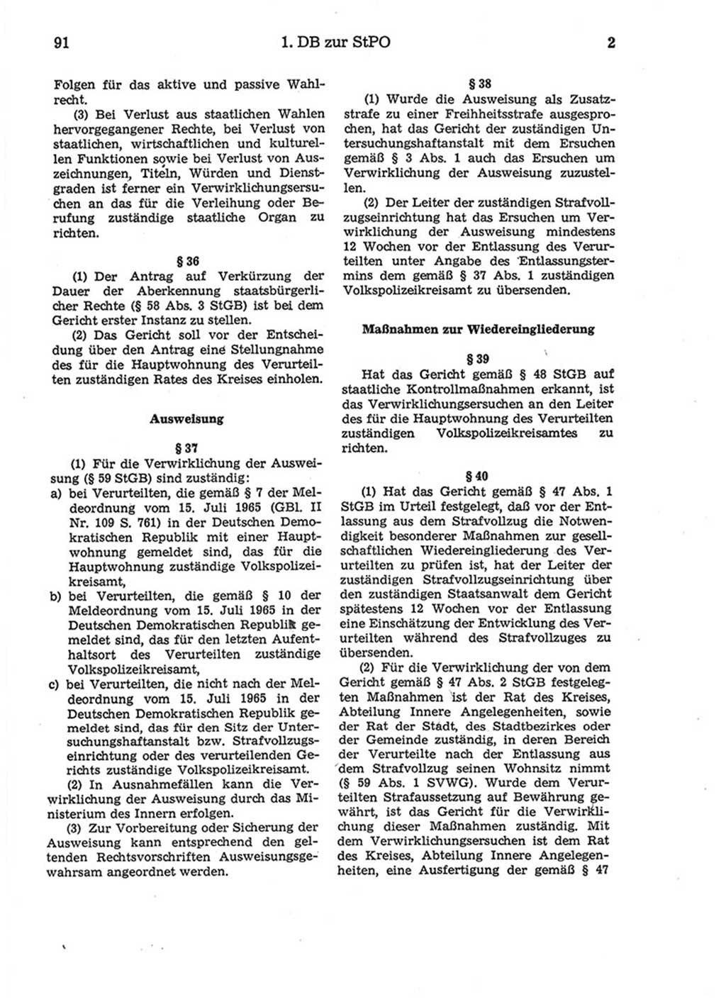 Strafprozeßordnung (StPO) der Deutschen Demokratischen Republik (DDR) 1975, Seite 91 (StPO DDR 1974, S. 91)