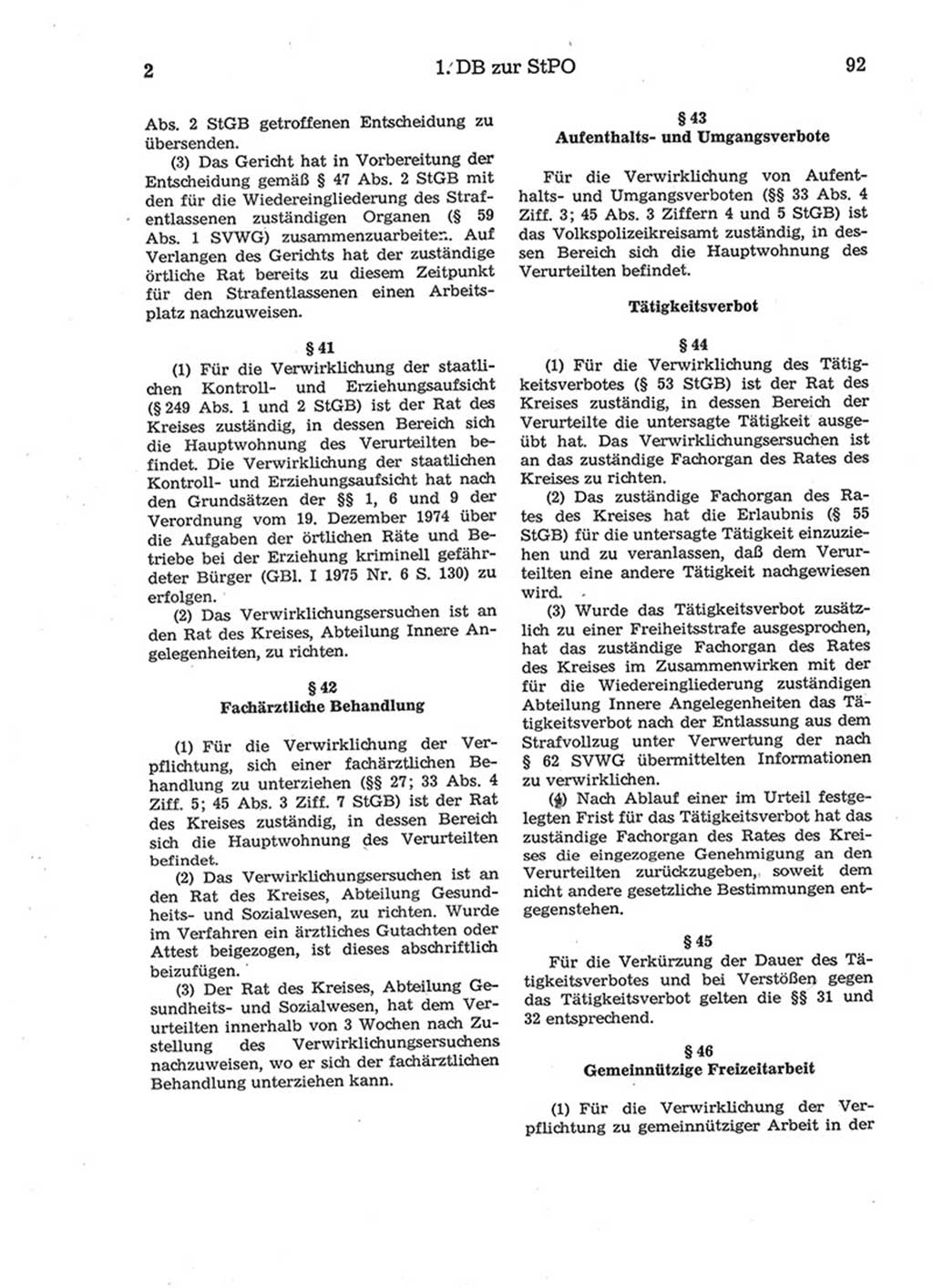 Strafprozeßordnung (StPO) der Deutschen Demokratischen Republik (DDR) 1975, Seite 92 (StPO DDR 1974, S. 92)