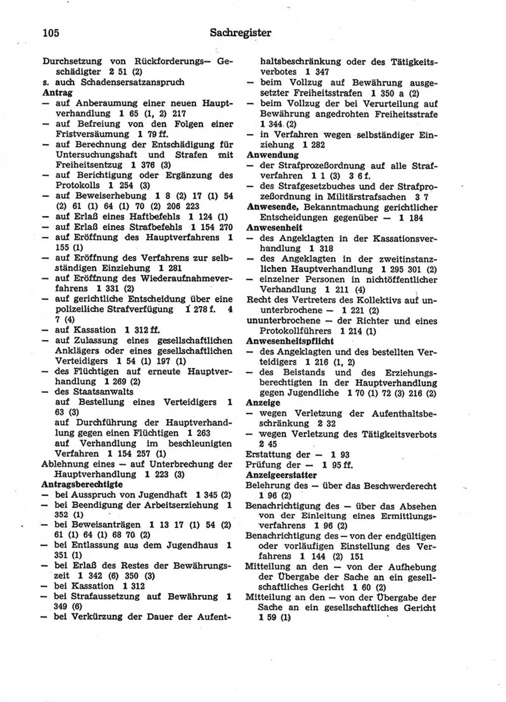 Strafprozeßordnung (StPO) der Deutschen Demokratischen Republik (DDR) 1975, Seite 105 (StPO DDR 1974, S. 105)