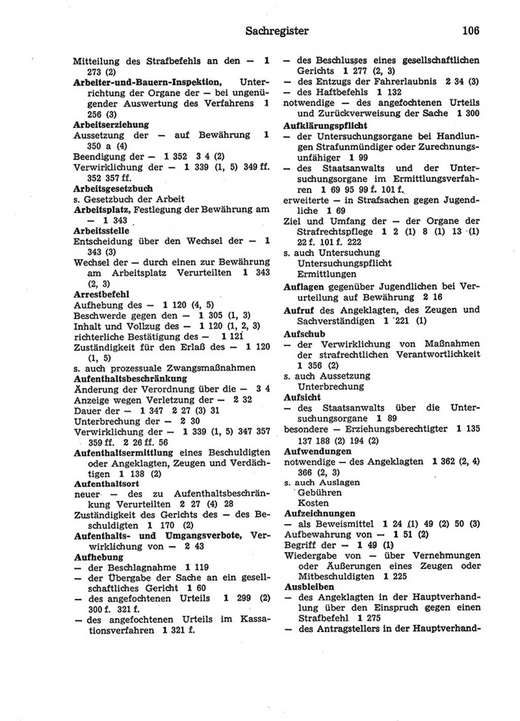 Strafprozeßordnung (StPO) der Deutschen Demokratischen Republik (DDR) 1975, Seite 106 (StPO DDR 1974, S. 106)