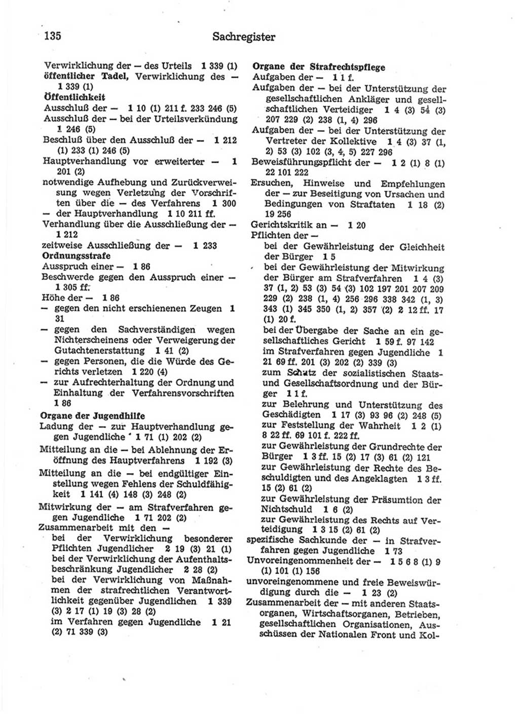 Strafprozeßordnung (StPO) der Deutschen Demokratischen Republik (DDR) 1975, Seite 135 (StPO DDR 1974, S. 135)